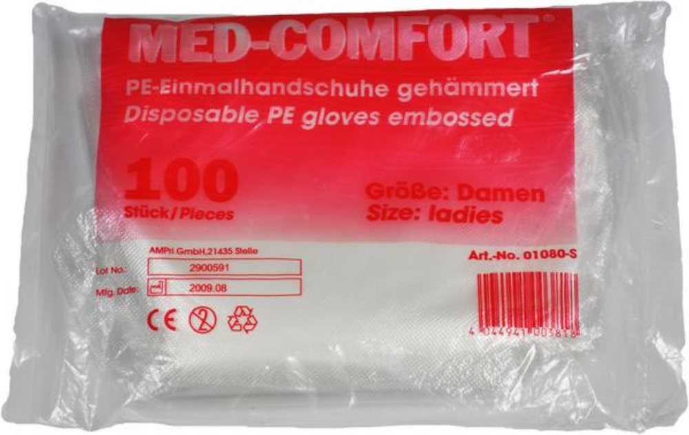 Med Comfort Einweghandschuhe PE, transparent, puderfrei, unsteril, Gr. S 100 Stück