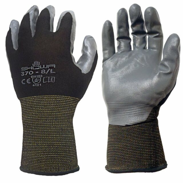 Feinstrickhandschuh Showa 370 Assembly Grip Black 6/S