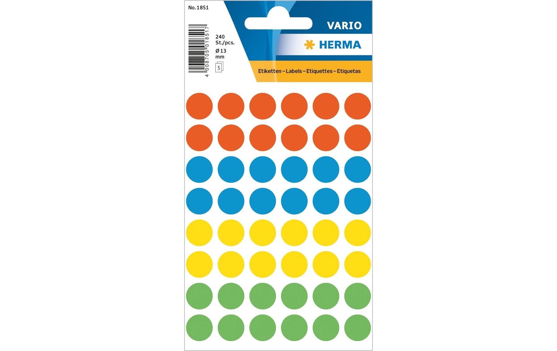 Markierungspunkte 13mm farbig ass. 240 Stück HERMA 1851