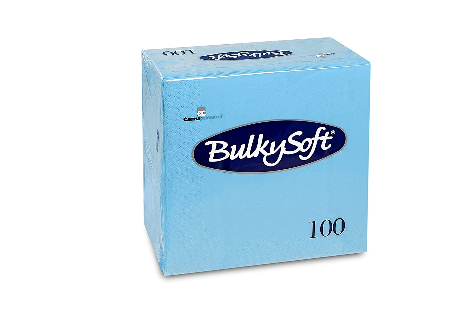Servietten Bulkysoft, 3-lagig, 1/4 Falz, hellblau, 40x40cm - Karton à 10 Pack / Pack à 100 Servietten