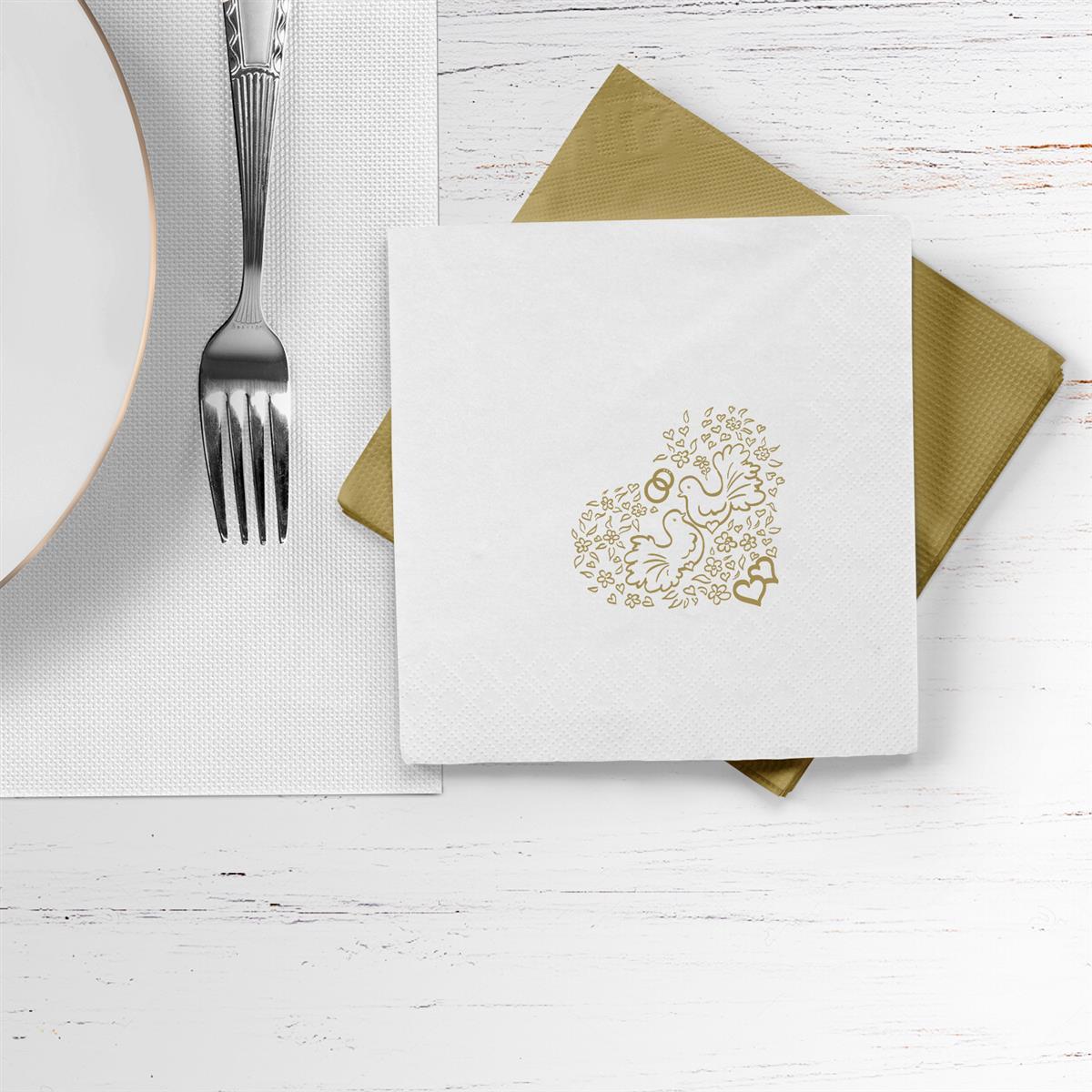 Serviette 2-lagig Hochzeit 33 x 33 cm - 50 Stück