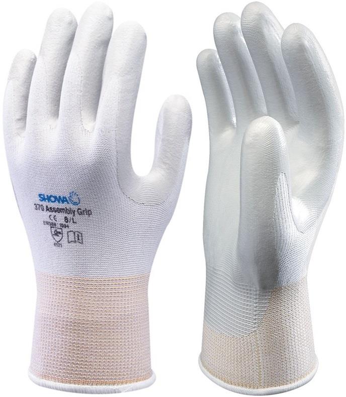 Feinstrickhandschuh Showa 370 Assembly Grip White 6/S