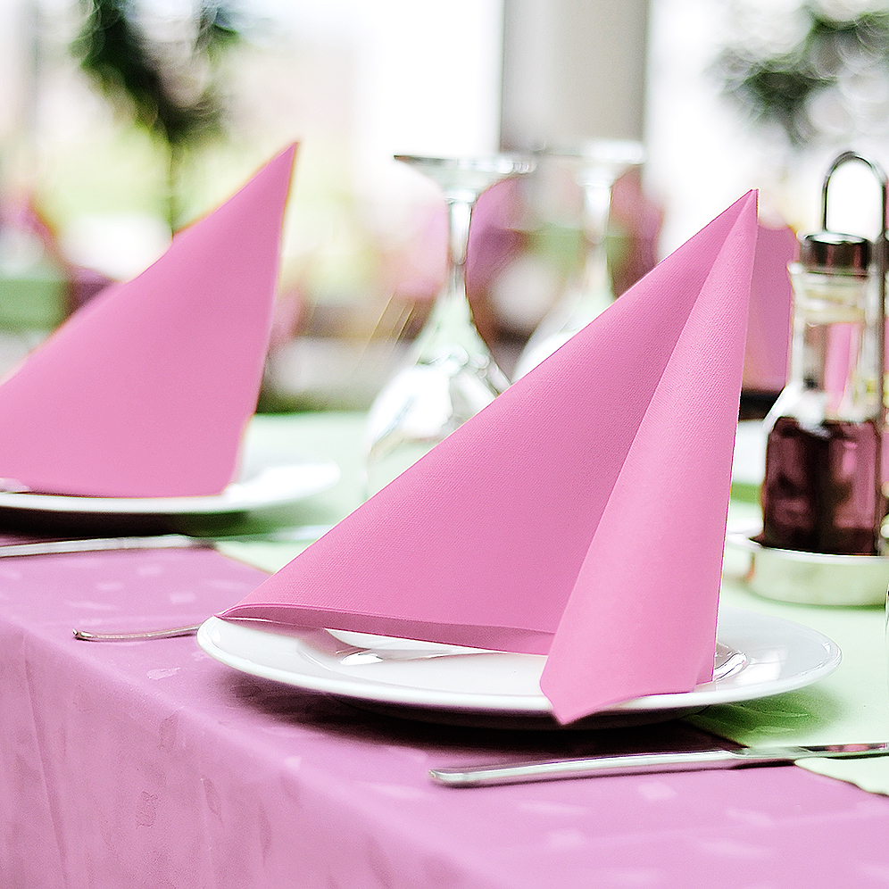 Serviette PAP Airlaid rosa 40 x 40 cm für Tisch, Buffet und Anlass, Packung mit 50 Stück