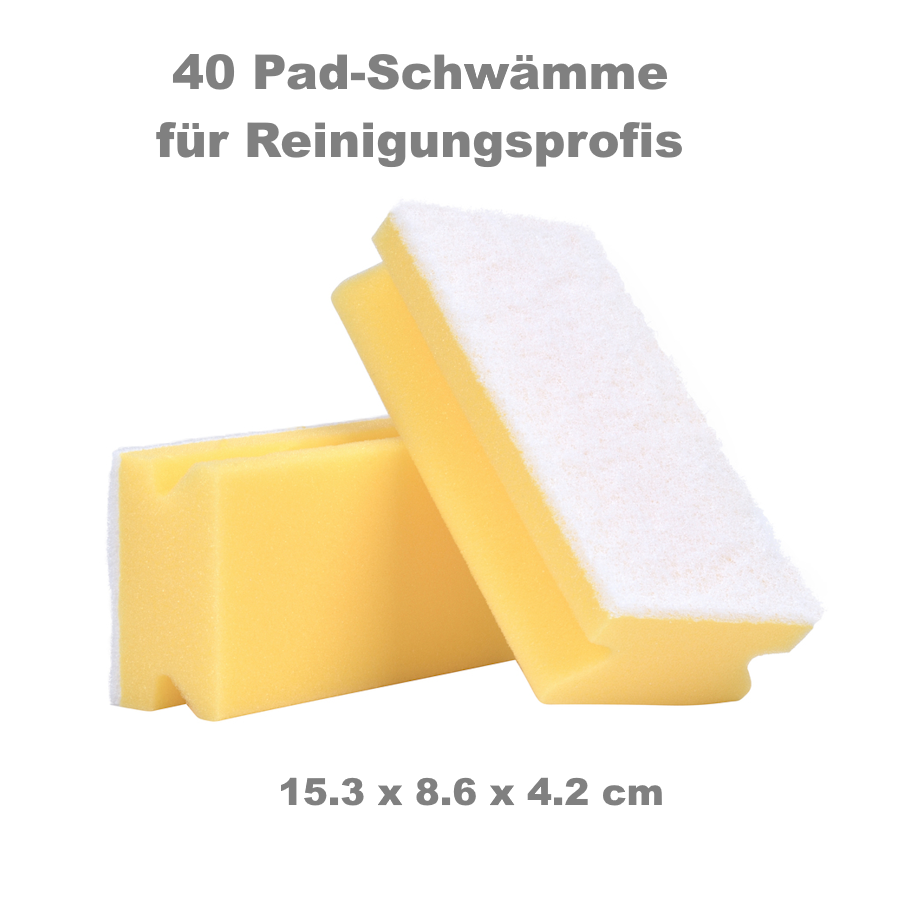 40x Schwamm-Pad breit (15,3 x 8,6 x 4,2cm) kratzfrei - Gelb