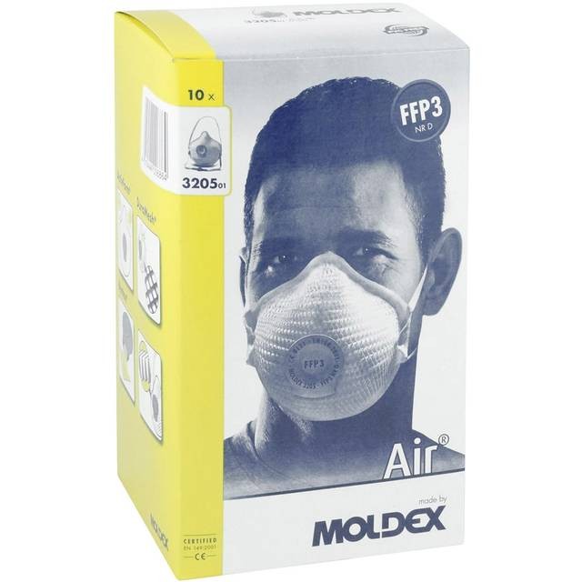 Moldex AIR 3205 Gr. M/L Atemschutzmaske FFP3 NR D mit Klimaventil - 10 Stück pro Box
