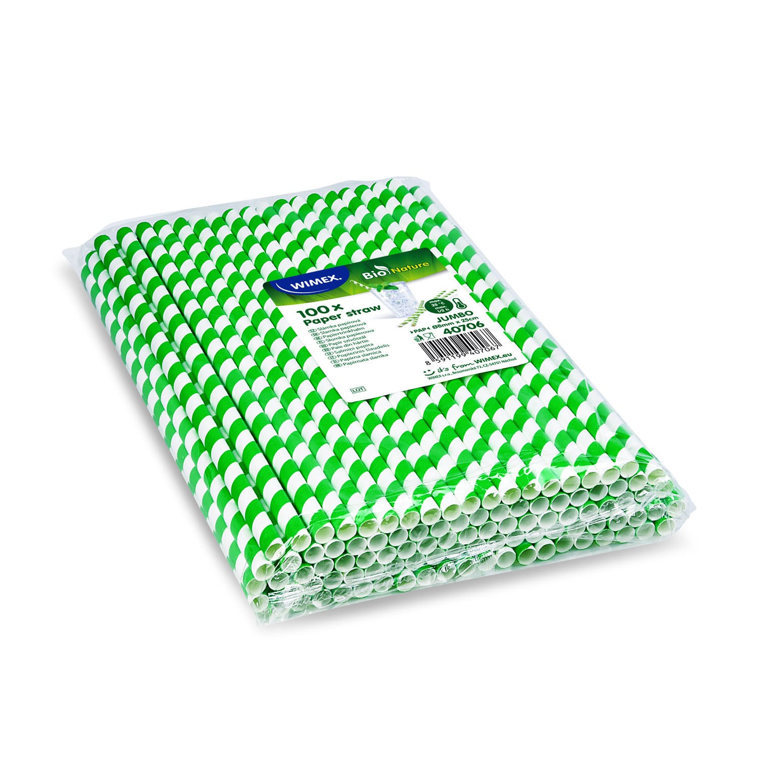 Papiertrinkhalm Spirale grün JUMBO 8mm x 25cm - 100 Stück