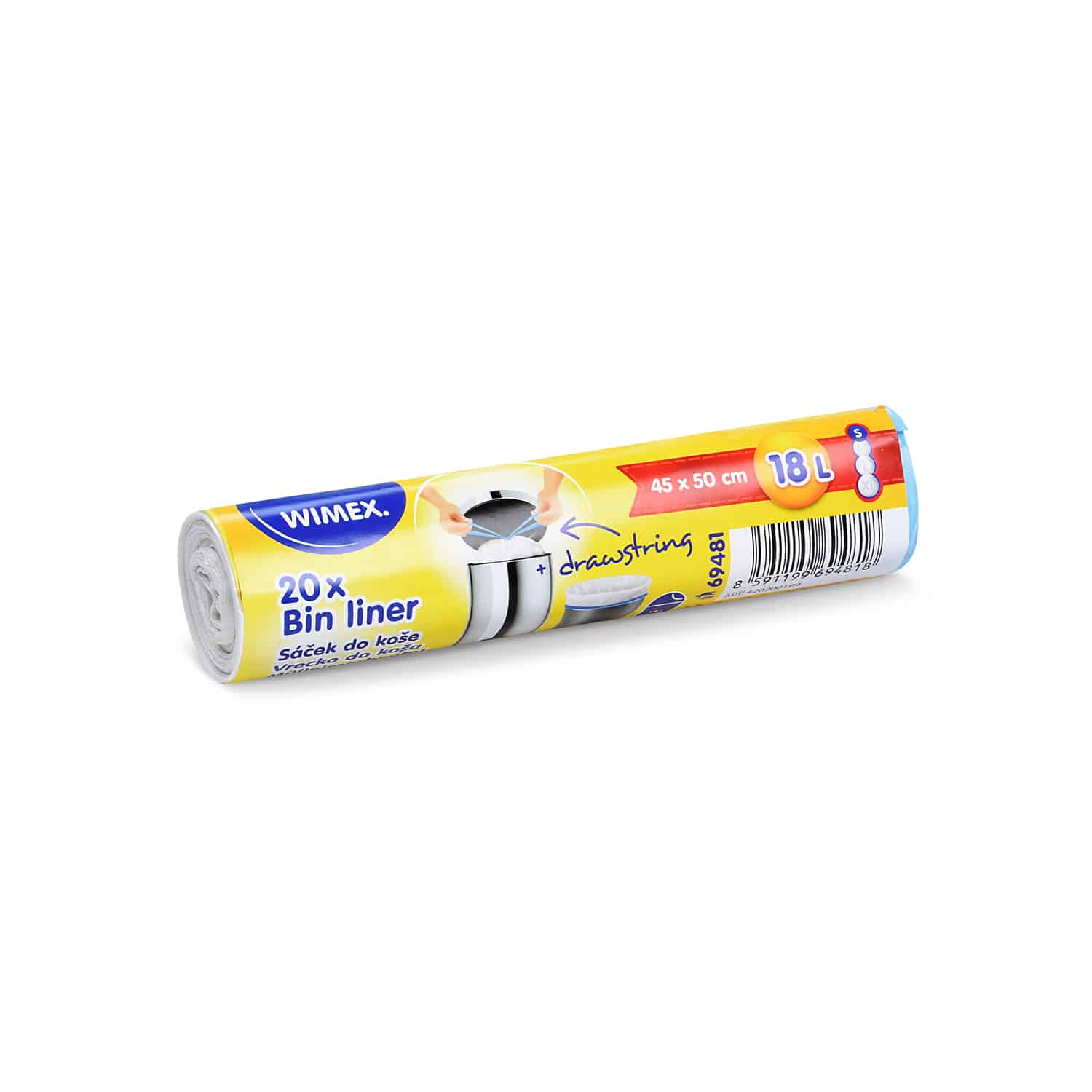 Mülleimerbeutel HDPE weiss 45 x 50 cm 18 L mit Zugband, Grösse S, Packung mit 20 Stück