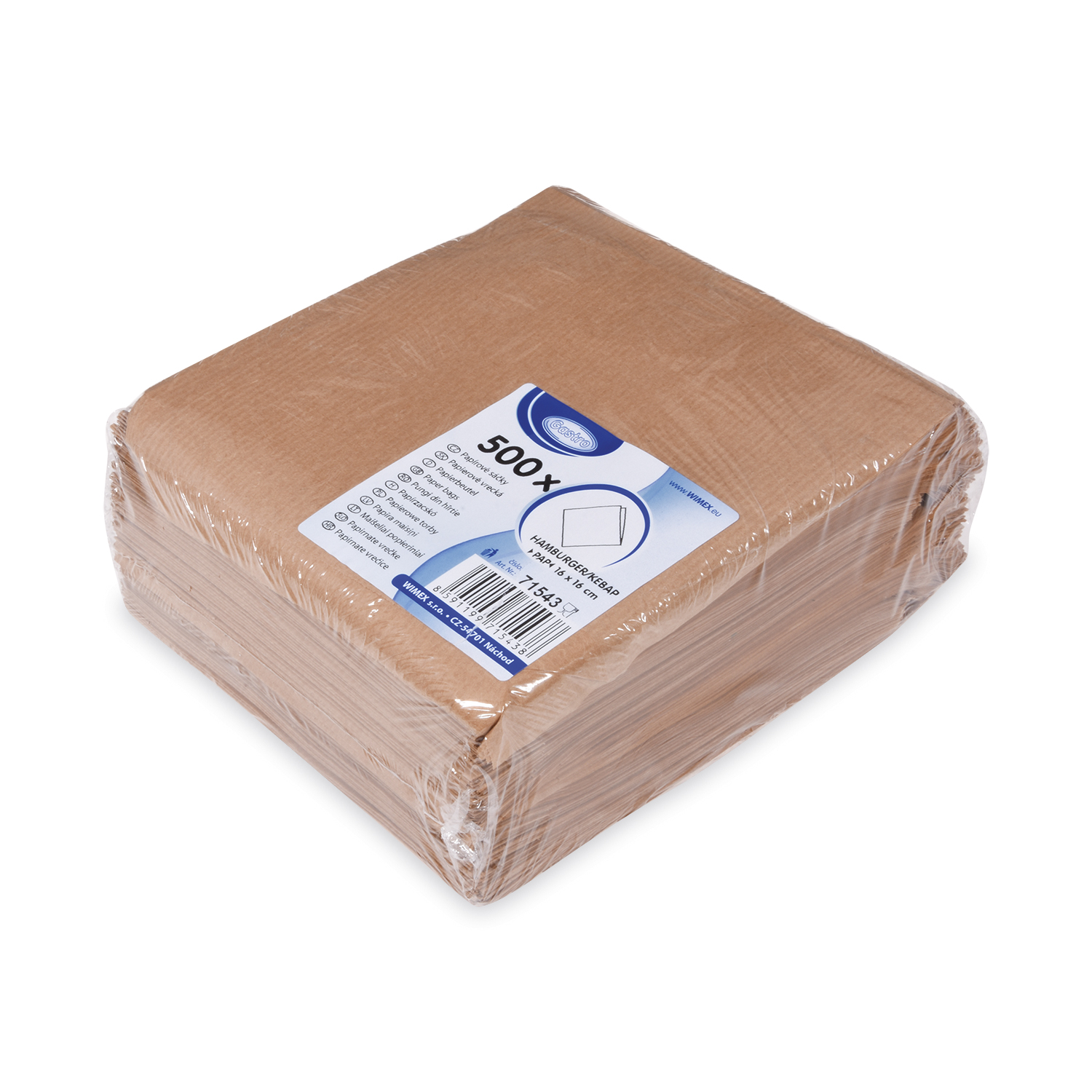 Papierbeutel braun 16 x 16 cm für Burger,Kebap - 500 Stück