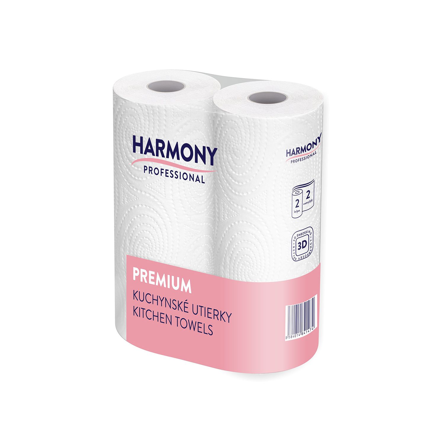 2x Küchenrolle (Tissue) Harmony Professional 2-lagig weiß 50-Blatt