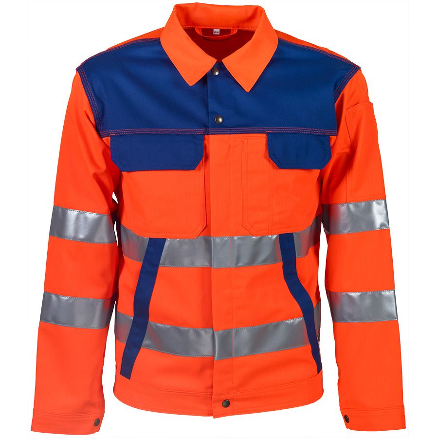 Warnschutz-Bundjacke PROGRESSO REFLEX, leuchtorange/blau - Grösse 42/44