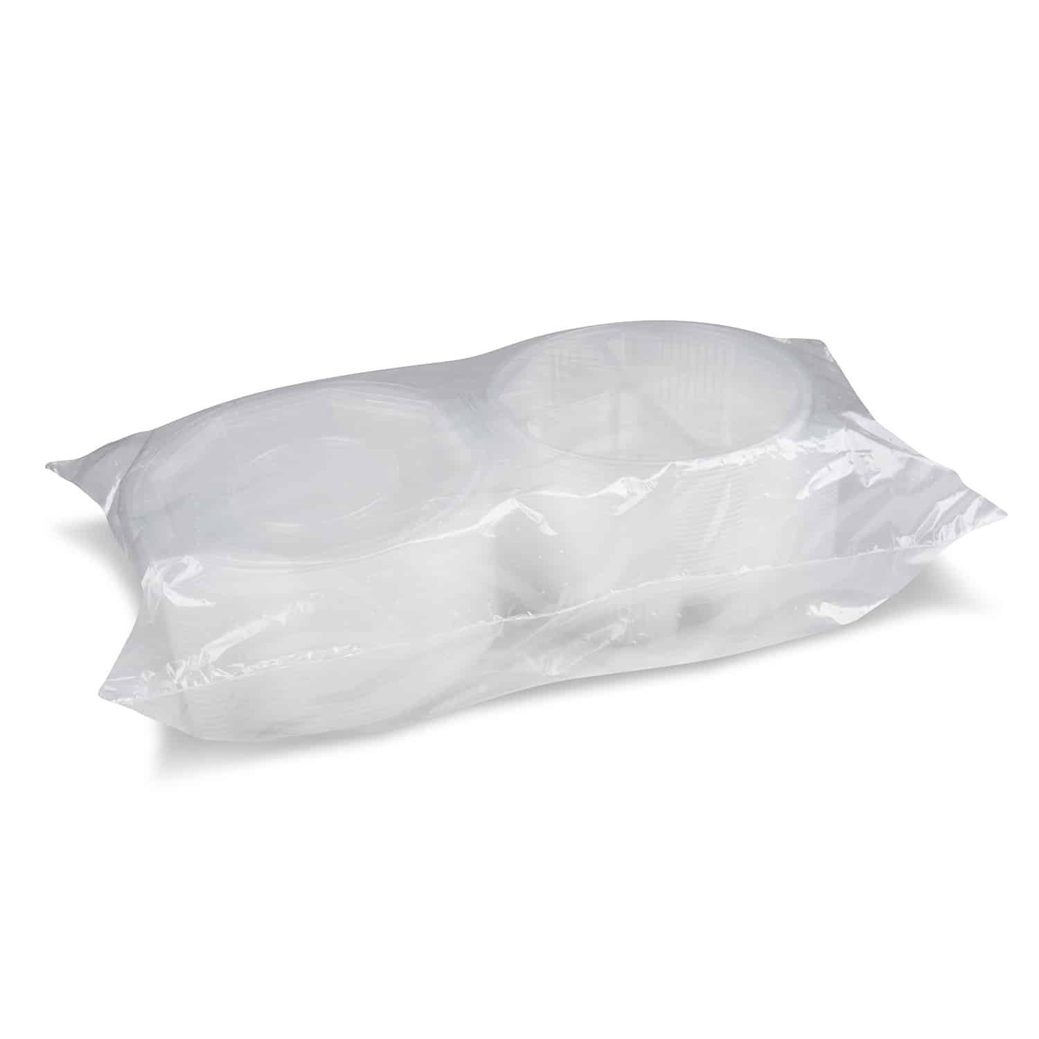 Menüschale (PP) mit Deckel 3-geteilt achteckig klar - 25 Stück