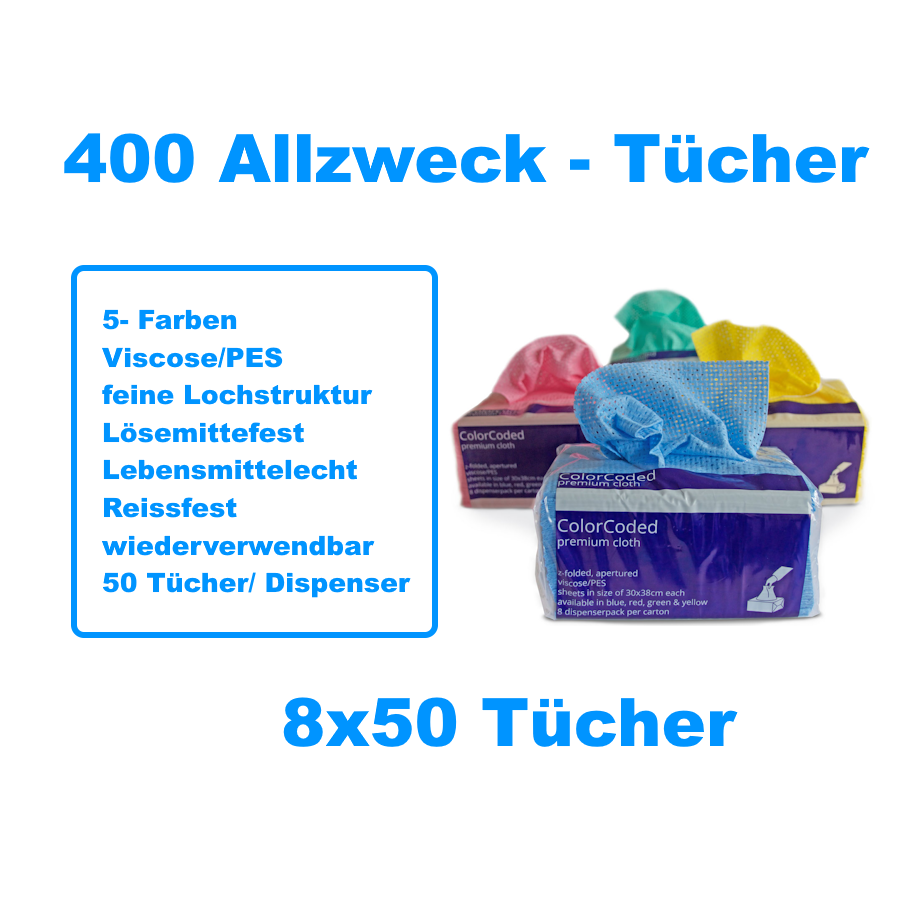 AlpineX® Viscosevliestuch in Dispenserbag 8 x 50 Tücher im Karton Weiss
