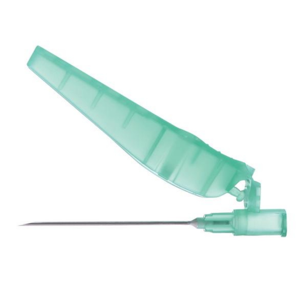 SOL-CARE Sicherheitskanüle 21G*1 1/2, Länge 40 mm, äusserer Durchmesser 0.8 mm, hautfarben, steril, 100 Stück im Dispenser 100 Stück