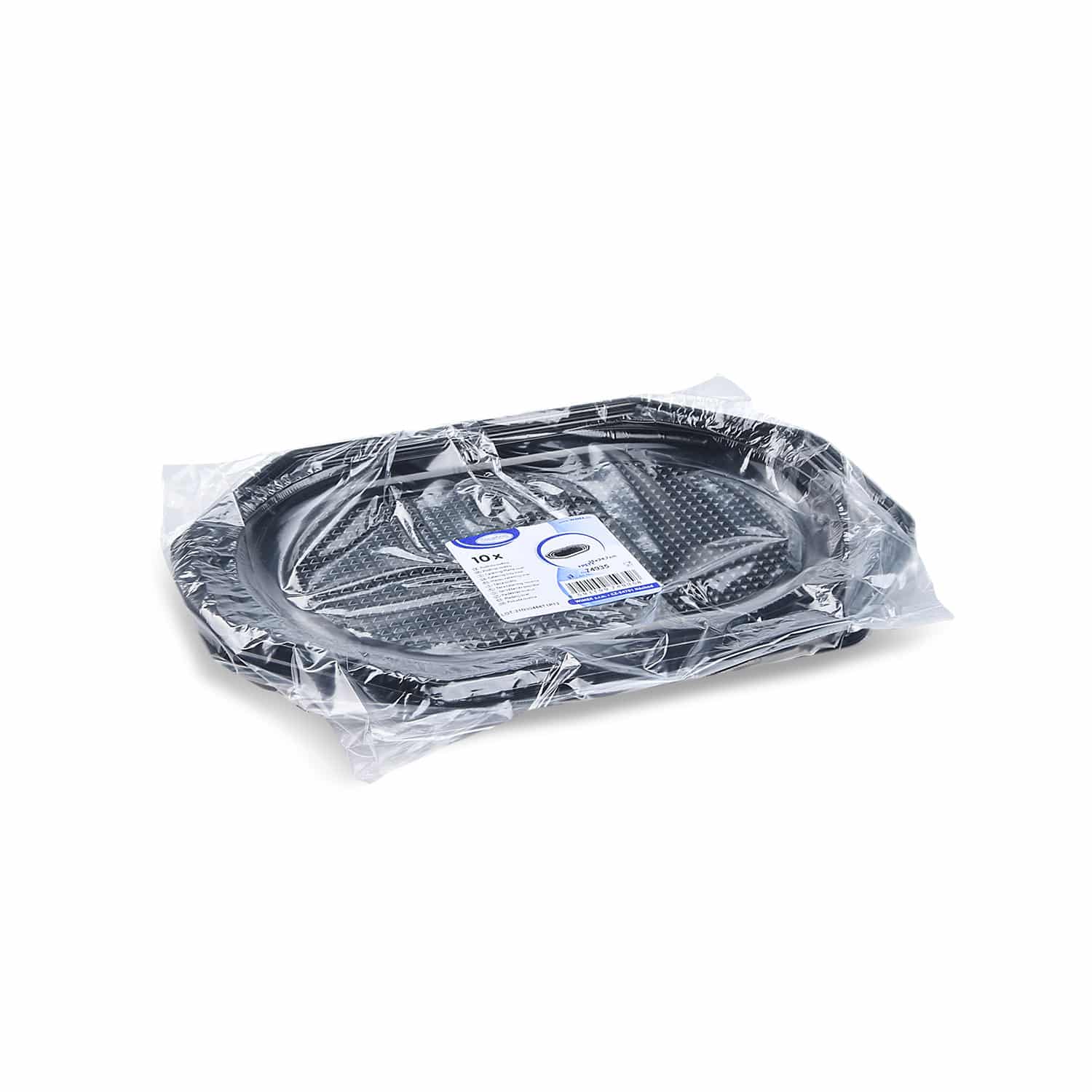 Catering-Platte (rPET) oval schwarz 35 x 24,7 cm - 10 Stück