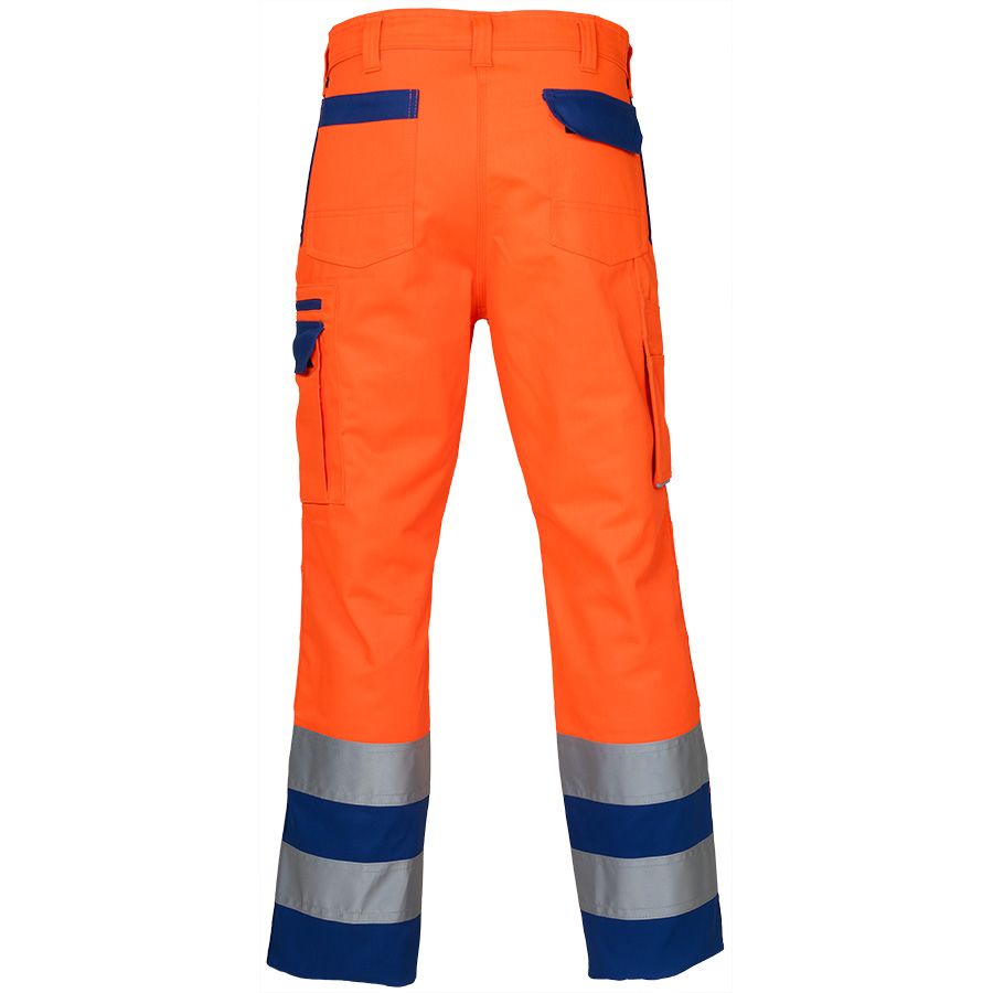 Warnschutz-Bundhose PROGRESSO REFLEX, leuchtorange/blau - Grösse 56