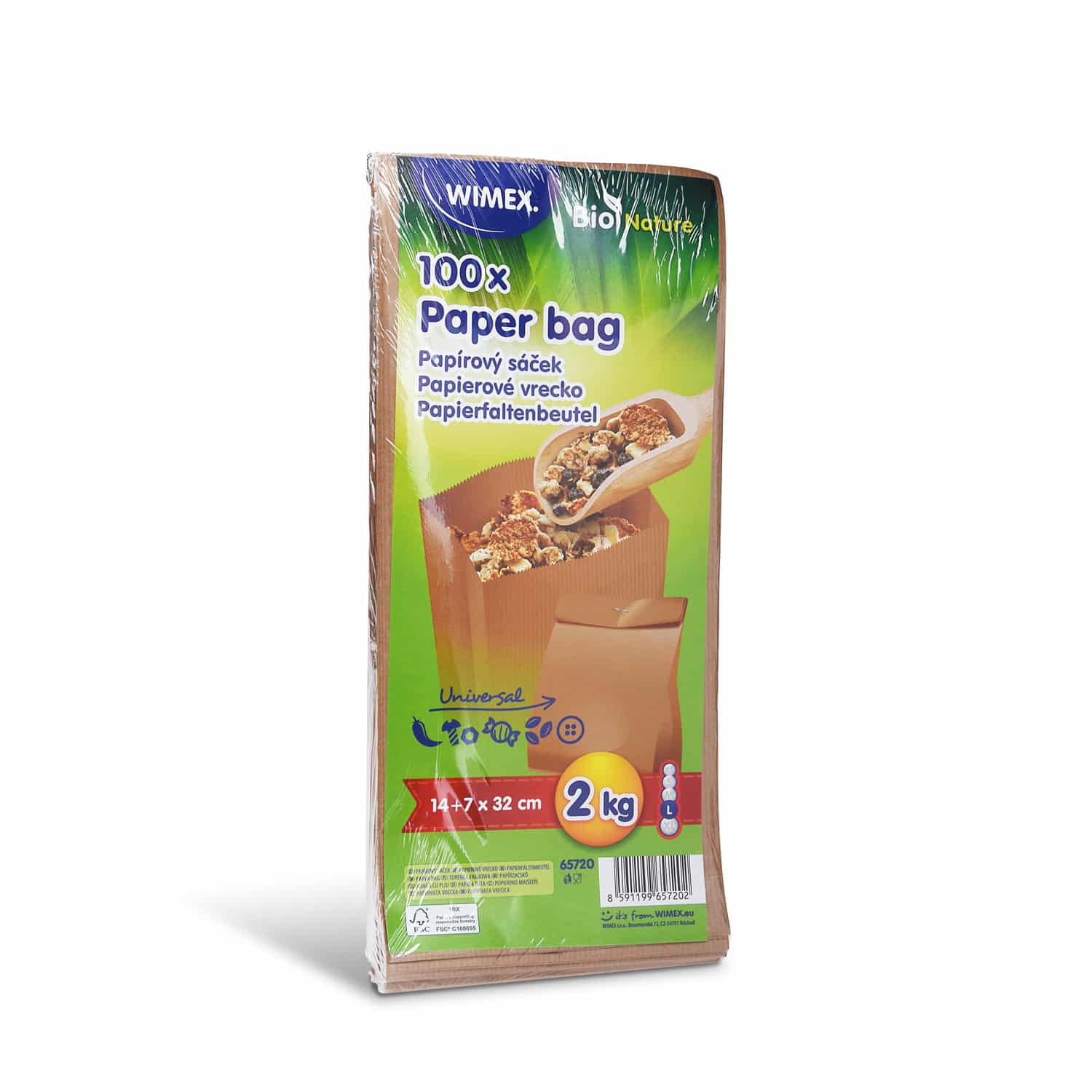 Papierfaltenbeutel (FSC Mix) braun 14+7 x 32 cm 2kg - 100 Stück