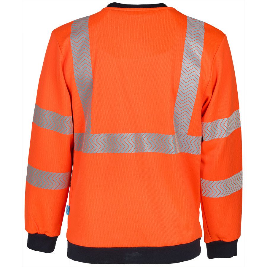 Warnschutz-Sweatshirt mit Störlichtbogenschutz KUROW, leuchtorange/dunkelblau - Grösse S