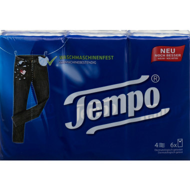 Tempo Taschentücher Klassik, 4-lagig, weiß, 6er Pack