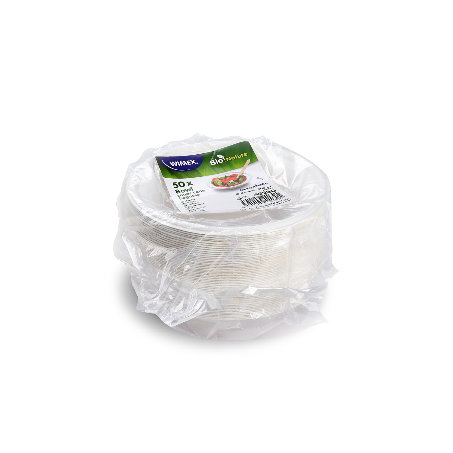 Schale aus Zuckerrohr-Bagasse Ø 150 mm 300 ml natur, 50 Stück