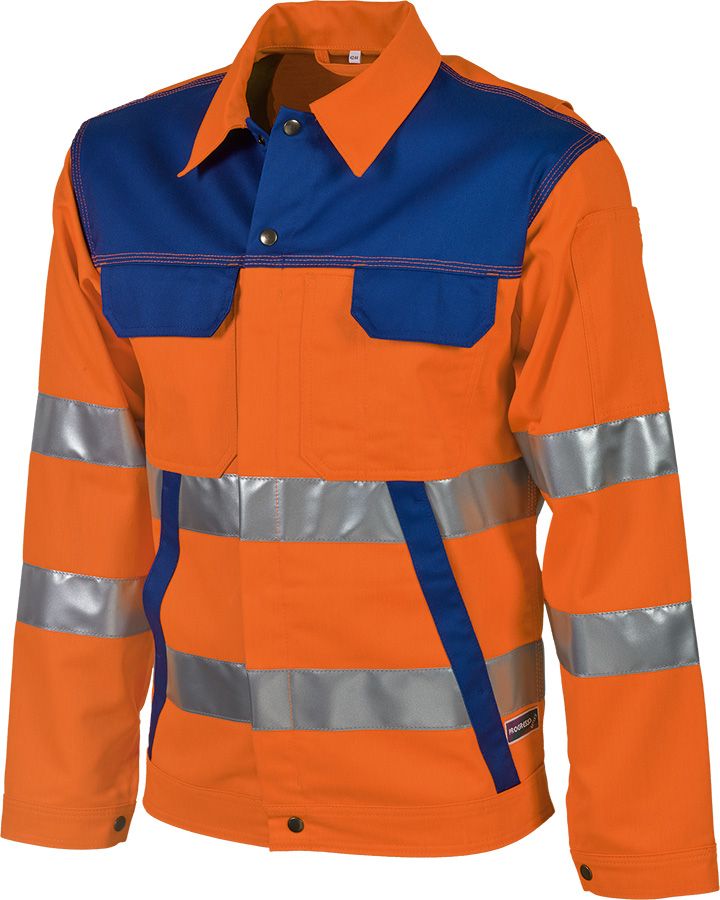 Warnschutz-Bundjacke PROGRESSO REFLEX, leuchtorange/blau - Grösse 42/44