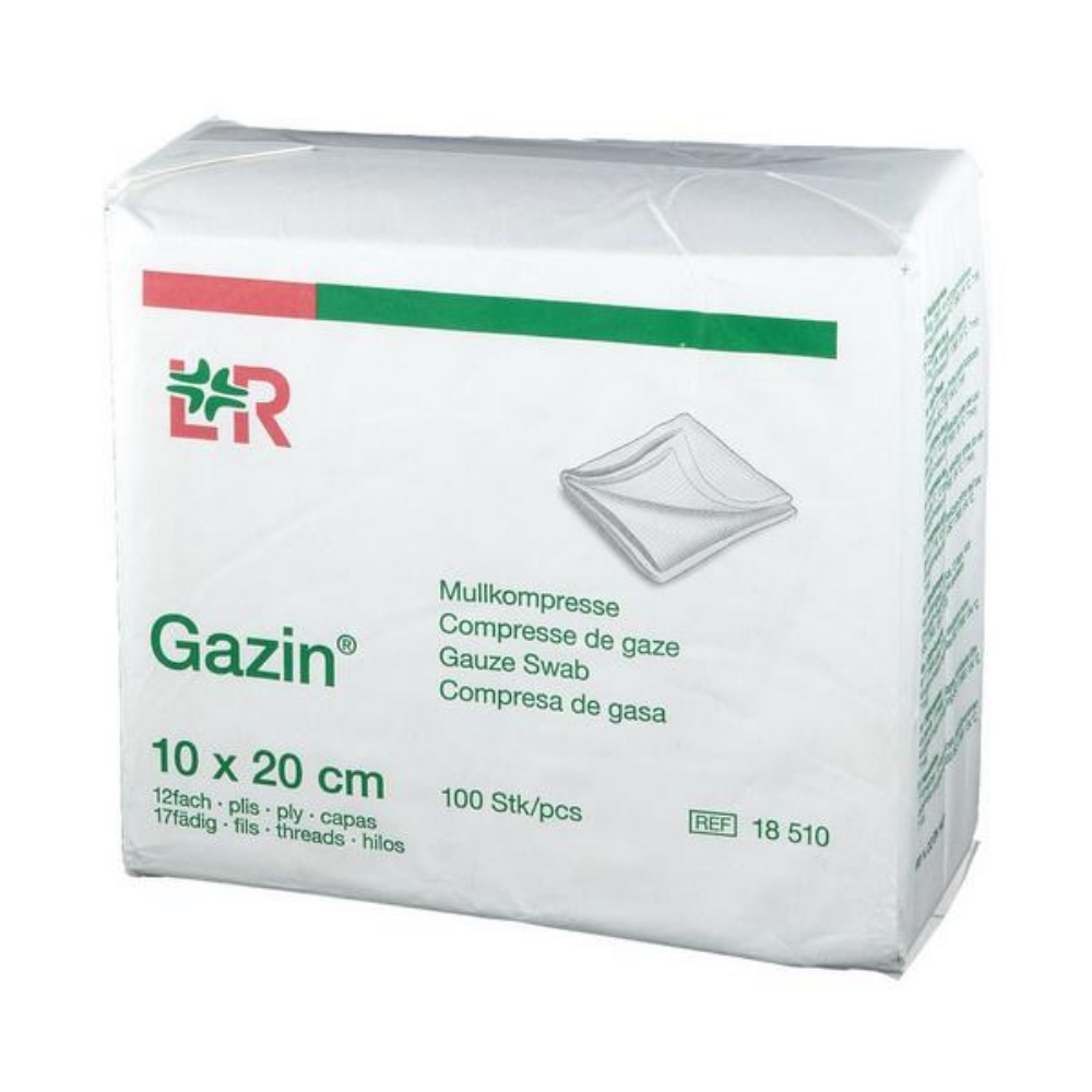 Gazin Mullkompressen 12-lagig, 17-fädig, Unsteril, 10 x20 cm 100 Stück