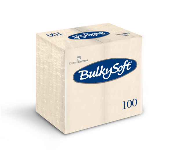 Servietten Dinner Bulkysoft 3-lagig champagner 40x40cm, 1/8 Falz Kopffalz-1000 Stück