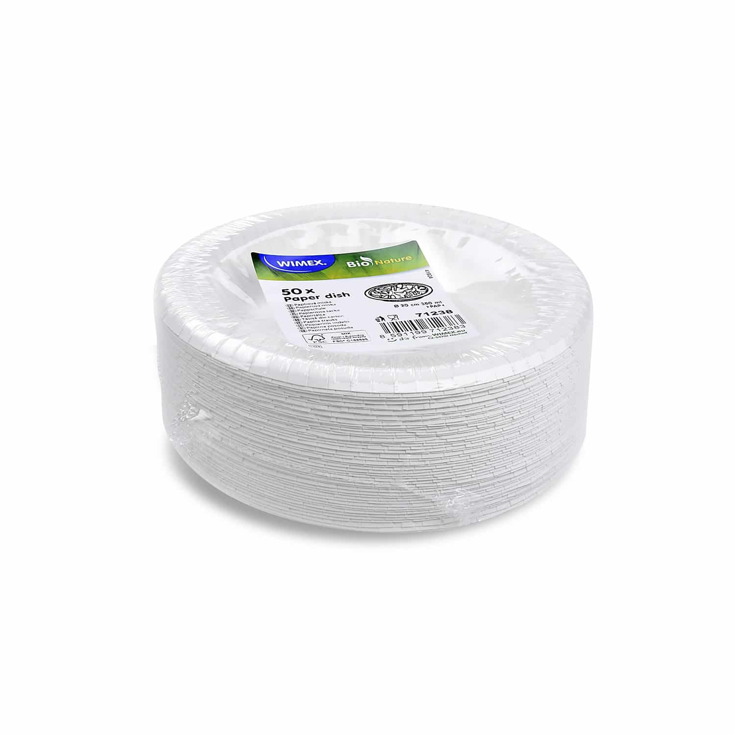 Pappschale (FSC Mix) weiß 20cm 380ml - 50 Stück
