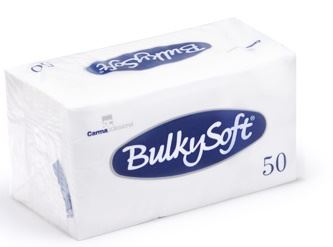 Servietten Bulkysoft, 2-lagig, 1/8 Falz, weiss, 33x33cm - Karton à 40 Pack / Pack à 50 Servietten