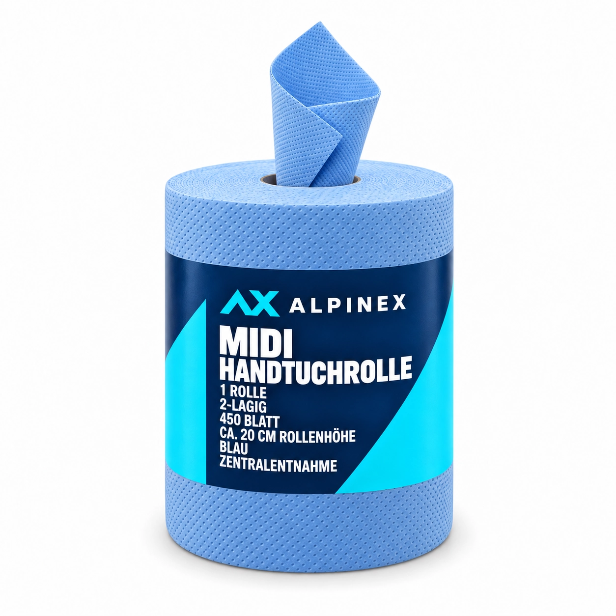 Alpinex Handtuchrolle blau Midi 2-lagig 450 Blatt, 6 Rollen