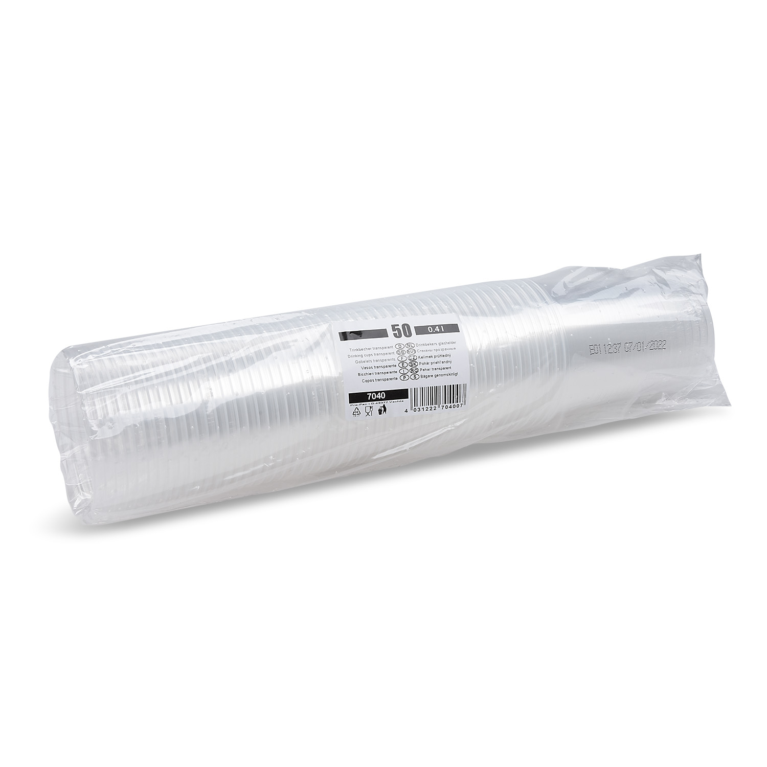 Trinkbecher PP klar Ø 95 mm 0,4 L, Packung mit 50 Stück