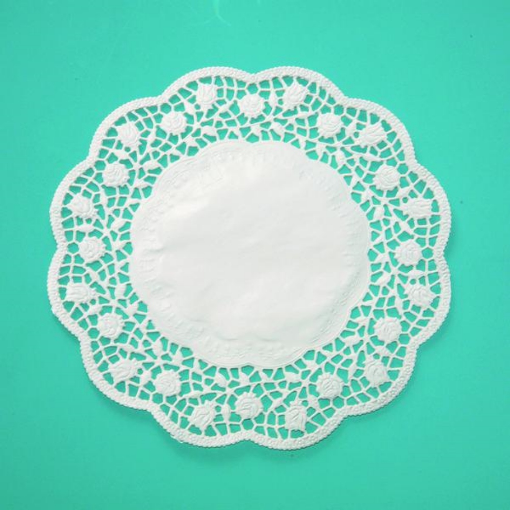Spitzenpapier - Rosenmuster rund, weiss, 20 cm 250 Stück