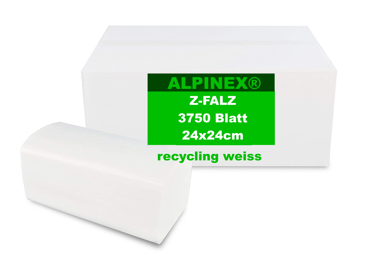 AlpineX® Papierhandtücher Z-Falz Comfort 2-lagig 24x24 cm