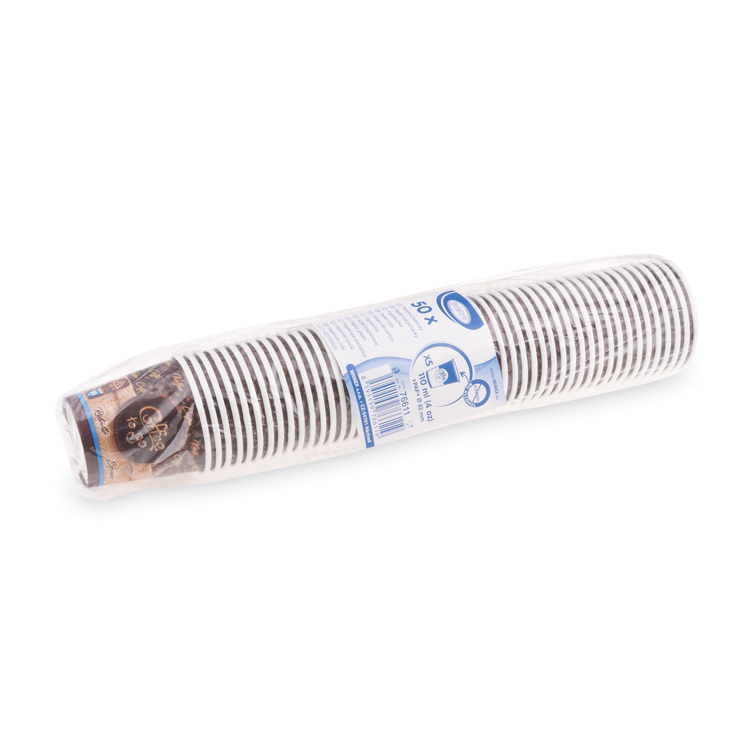 Pappbecher PAP FSC Mix/PE 110 ml Ø 62 mm Motiv für Coffee to go, Packung mit 50 Stück