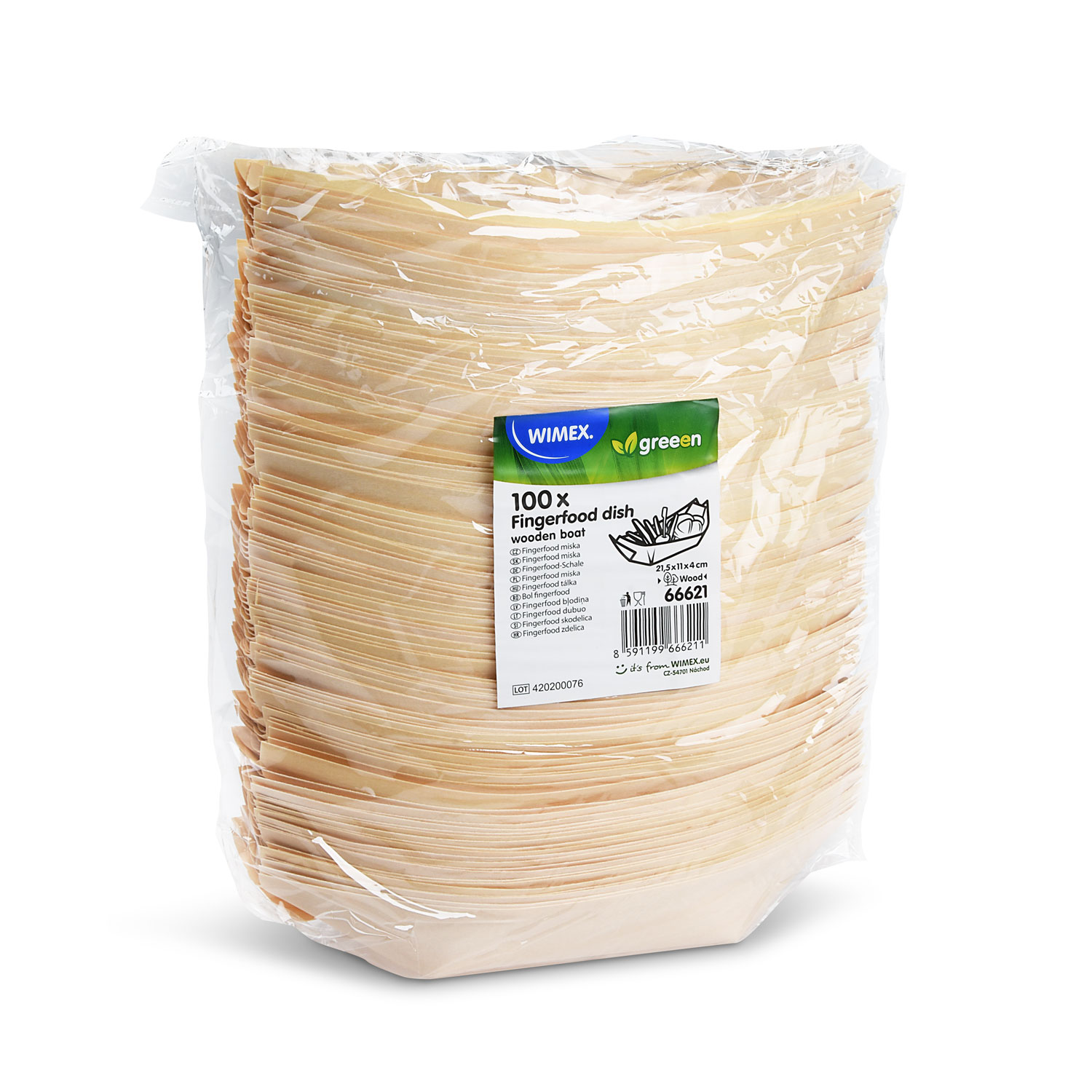 Fingerfood-Schale aus Holz Schiffchen 21,5 x 11 cm - 100 Stück