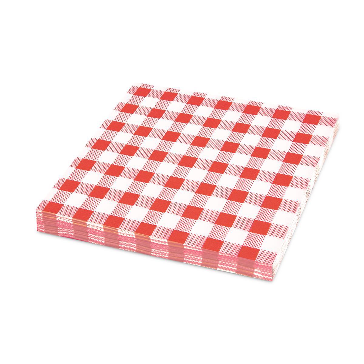 Serviette Papier FSC Mix 33 x 33 cm rot Karo für Tisch, Buffet und Take-away, Packung mit 100 Stück