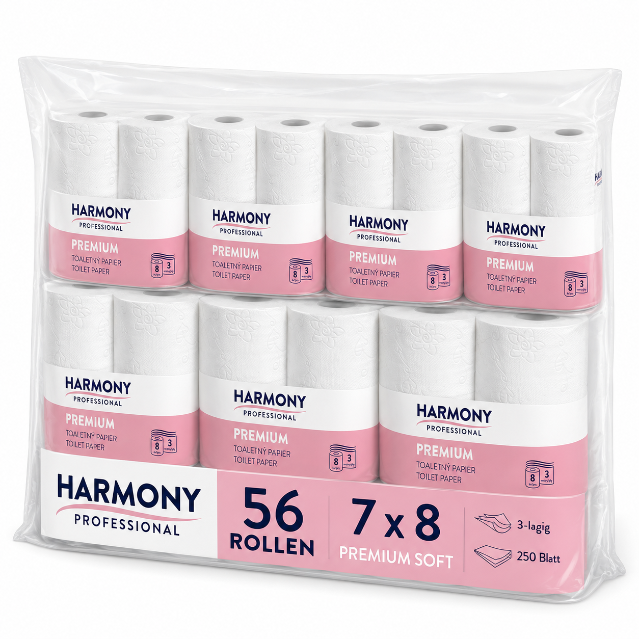 56 Rollen PREMIUM Soft Toilettenpapier Harmony 3-lagig 250 Blatt