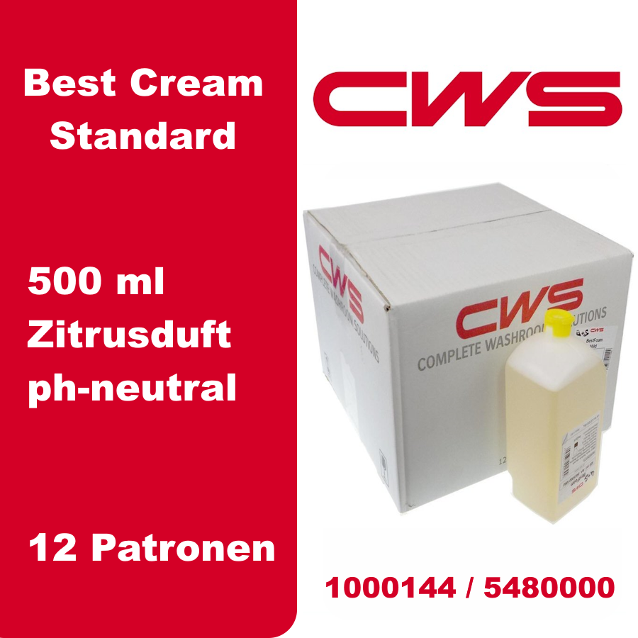 CWS 1000144 Best Cream Standard Seifencreme 500 ml – Karton à 12 Patronen