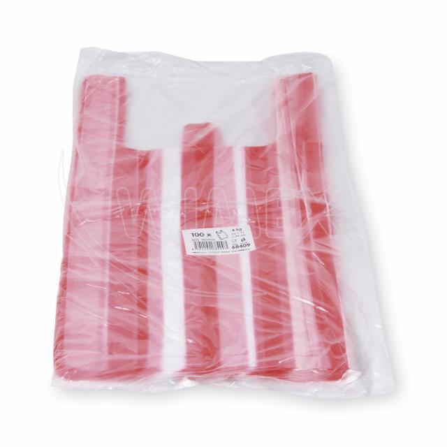 Hemdchen-Tragetasche aus HDPE für Verkauf, Take-away und Transport, gestreift, Packung à 100 Stück