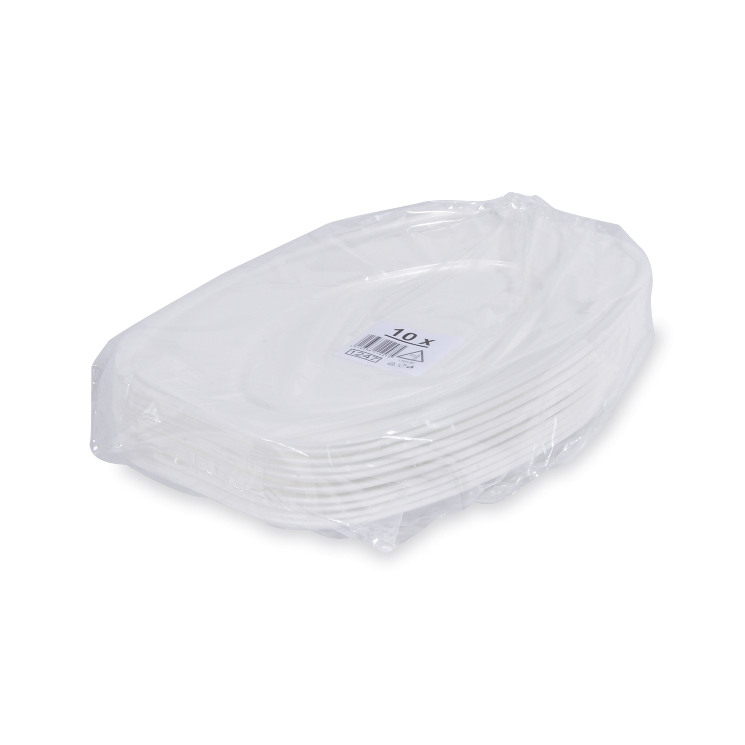 Party-Platte (XPS) oval weiß 45 x 30,5 cm - 10 Stück