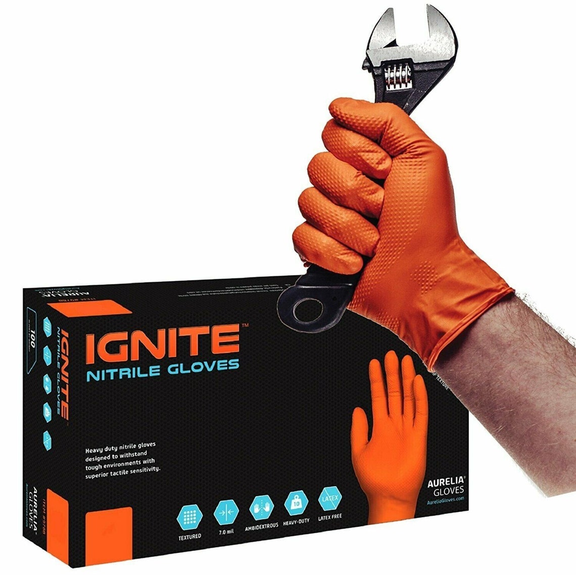 IGNITE Nitril Handschuhe orange - extra stark M