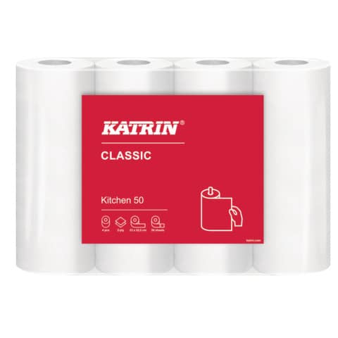 KATRIN Classic Kitchen 50 Küchenrolle - 1 Pack à 4 Rollen (47789)