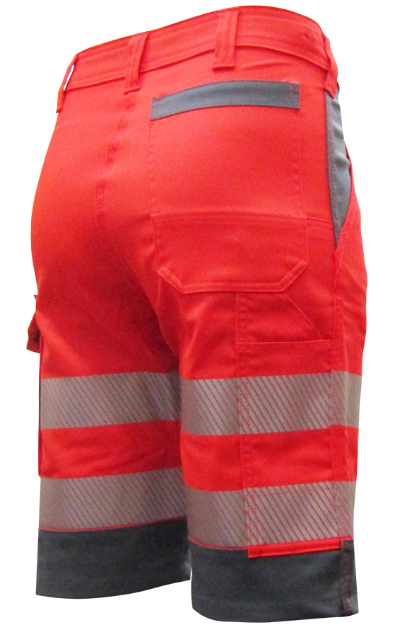 Warnschutz-Shorts SICURELAST REFLEX, leuchtrot/grau