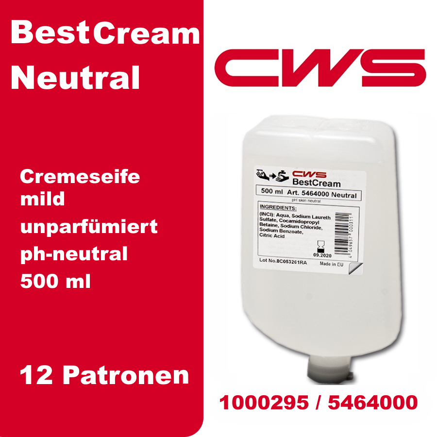 CWS Seifencreme Best Cream Neutral farblos - 5464000 - Karton à 12 Kartuschen