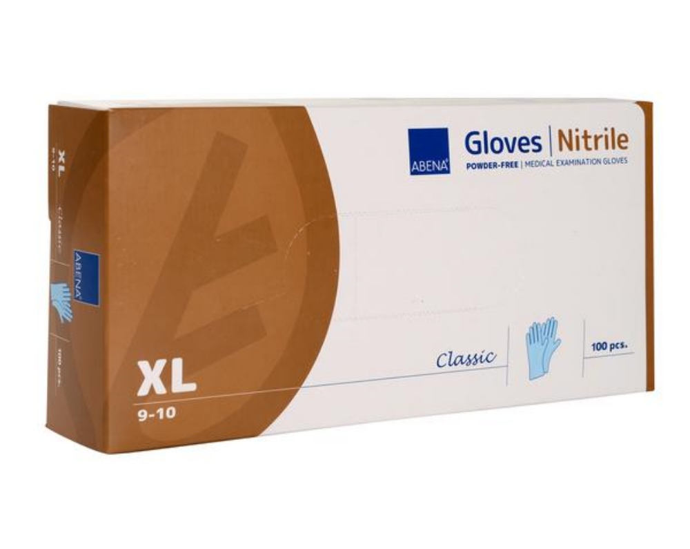 Abena Classic Einweghandschuhe Nitril, blau, puderfrei, unsteril, 240 mm, Gr. XL 100 Stück
