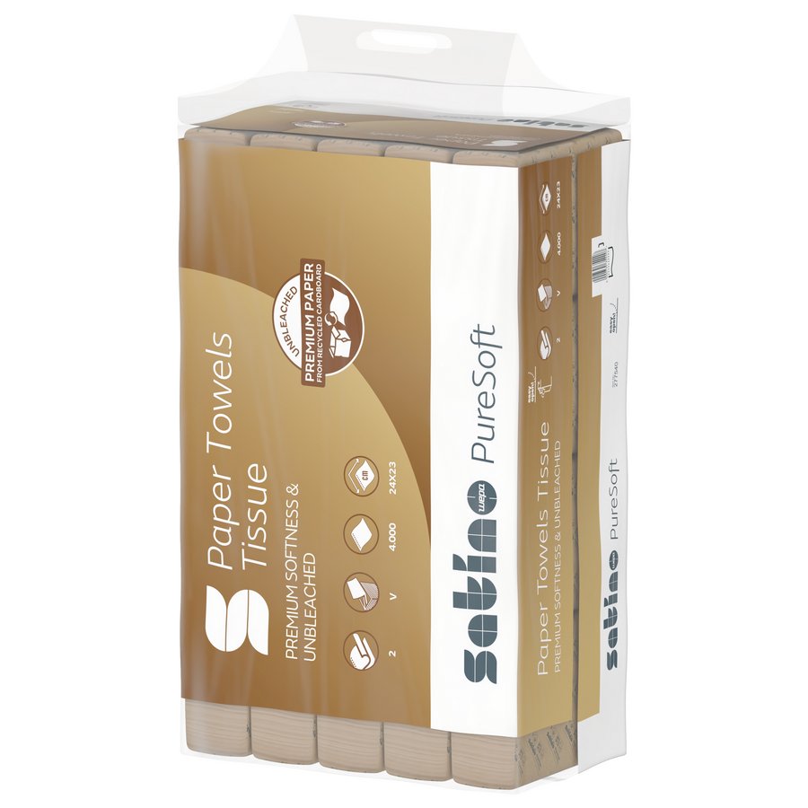 Satino 277540 PureSoft Handtuchpapier 2-lagig V-Falz 24x23 - 1 Pack à 4000 Blatt