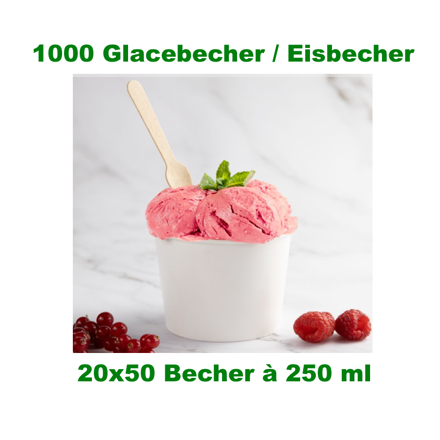 800x Papierbecher / Eisbecher (PAP/PE) weiß Ø90mm 250ml  - 16x50 Stück
