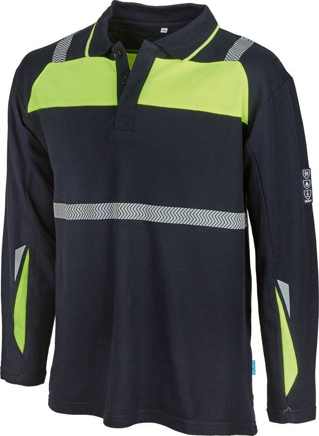 Poloshirt mit Störlichtbogenschutz SIOEN TELFS, dunkelblau/leuchtgelb