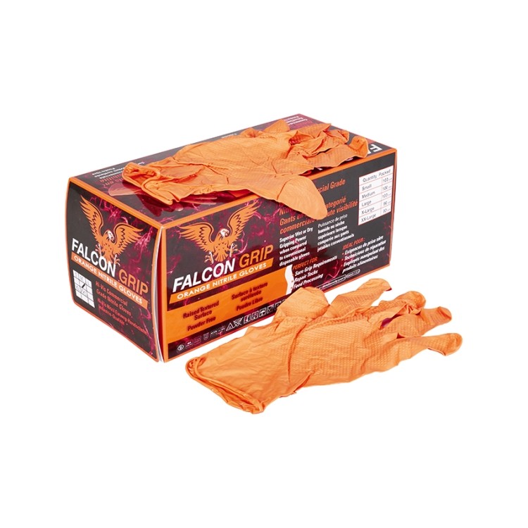 Nitril Handschuh Falcon Grip Hi-Vis orange - extra stark - Grösse S