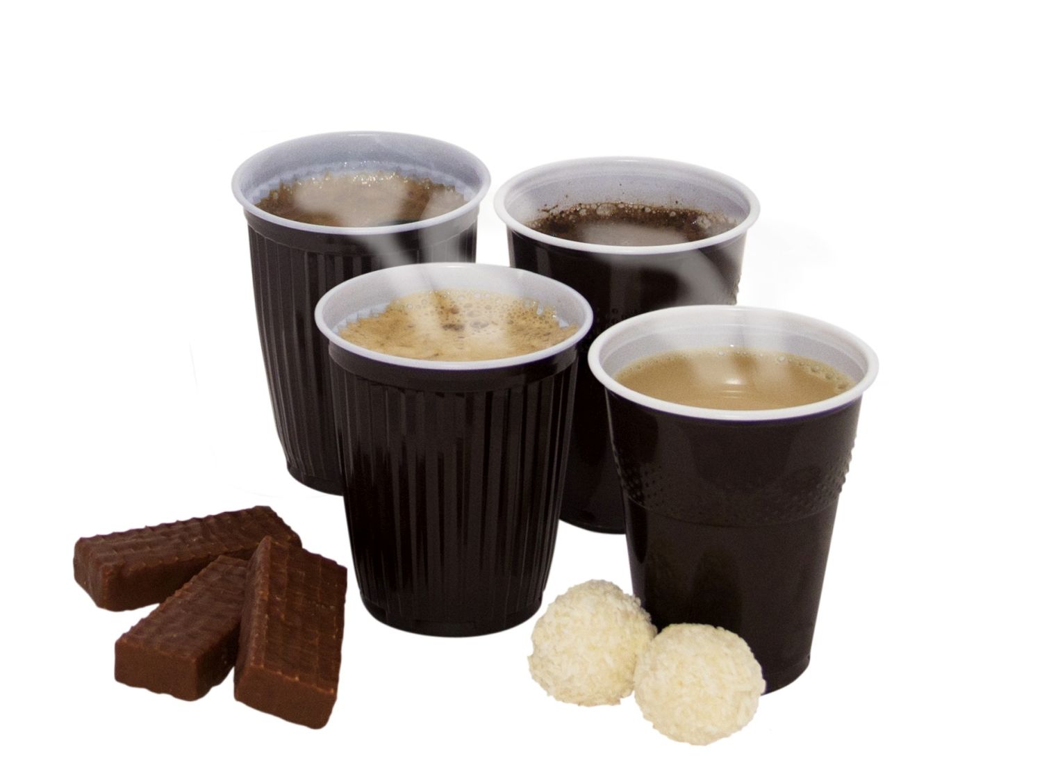 Automatenbecher (PS) braun,weiß 70mm 150ml - 100 Stück