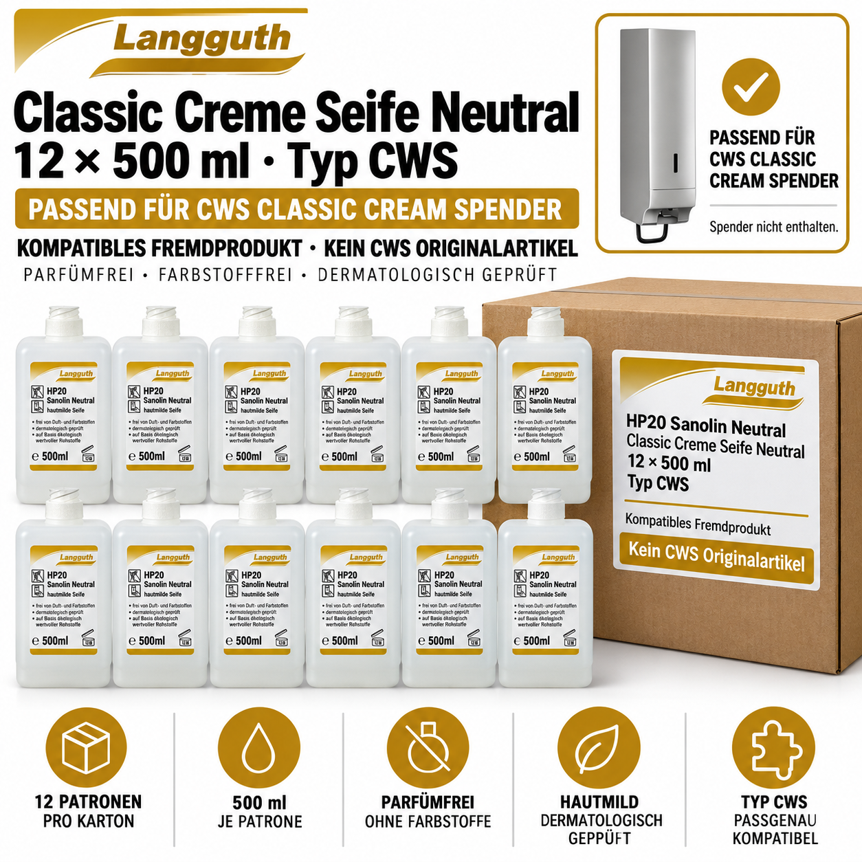Classic Creme Seife Neutral 12x 500ml Typ CWS